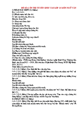Đề ôn thi tuyển sinh vào Lớp 10 môn Ngữ Văn (Có đáp án)