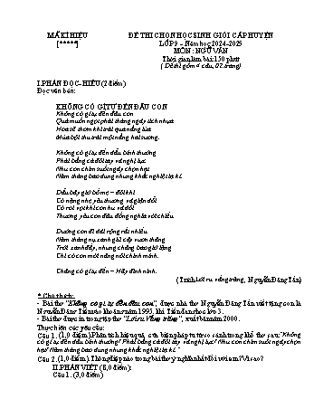 Đề thi chọn học sinh giỏi cấp Huyện Ngữ văn Khối 9 Năm học 2024-2025 (Có đáp án)