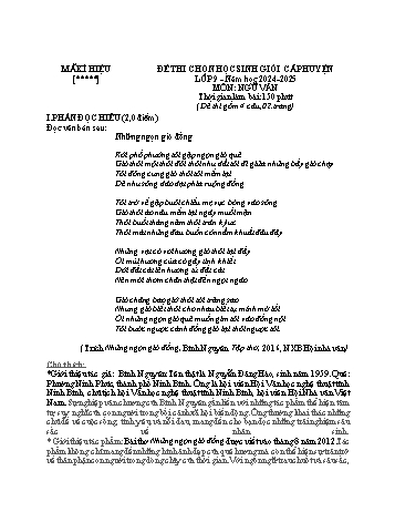 Đề thi chọn học sinh giỏi cấp Huyện Ngữ văn Lớp 9 Năm học 2024-2025 (Có đáp án)