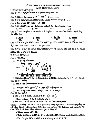 Đề thi chọn học sinh giỏi năm học 2023-2024 môn Toán 7 (Có đáp án)