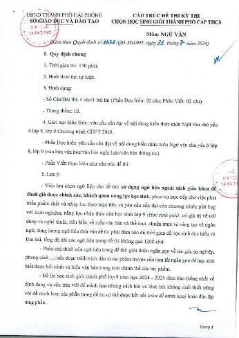 Đề thi chọn học sinh giỏi Thành phố cấp THCS Lớp 9 năm học 2024-2025