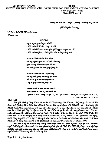 Đề thi chọn học sinh giỏi Thành phố cấp THCS Ngữ văn 9 - Năm học 2024-2025 - Trường TH & THCS Lê Khắc Cẩn (Có đáp án)