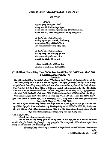 Đề thi chọn học sinh giỏi Thành phố cấp THCS Ngữ văn 9 (Phần 2) - Năm học 2024-2025 - Trường TH & THCS Lê Khắc Cẩn (Có đáp án)