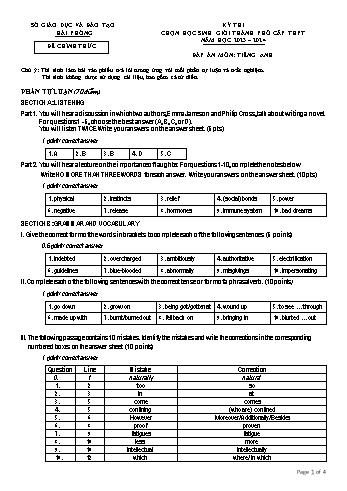 Đề thi chọn học sinh giỏi Thành phố cấp THPT năm học 2023-2024 môn Tiếng Anh (Có đáp án)