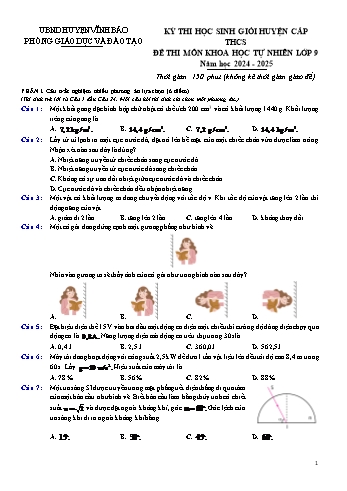 Đề thi học sinh giỏi Huyện cấp THCS môn Khoa học tự nhiên 9 năm học 2024-2025