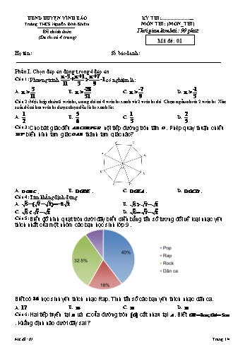 Đề thi luyện thi tuyển vào THPT môn Toán - Trường THCS Nguyễn Bỉnh Khiêm