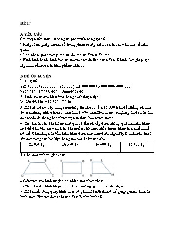 Đề thi ôn tập kì I môn Toán Lớp 4