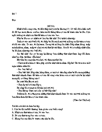 Đề thi ôn tập Tiếng Việt Lớp 4 - Phần đọc: Bé Na