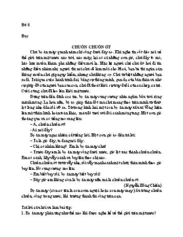 Đề thi ôn tập Tiếng Việt Lớp 4 - Phần đọc: Chuồn chuồn ớt
