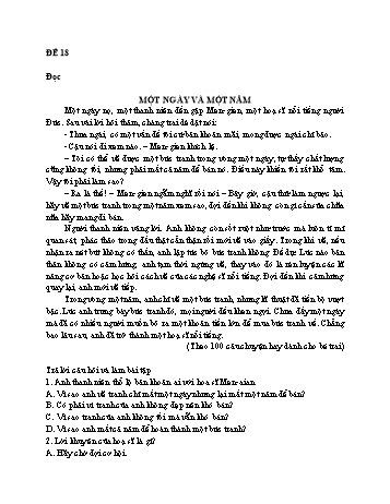 Đề thi ôn tập Tiếng Việt Lớp 4 - Phần đọc: Một ngày và một năm