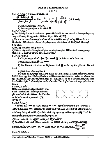 Đề thi vào Khối 10 THPT môn Toán - Trường THCS Nguyễn Bỉnh Khiêm (Có đáp án)