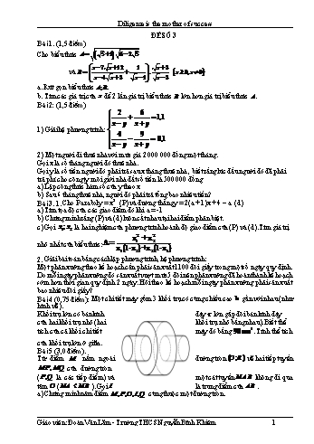 Đề thi vào Lớp 10 THPT môn Toán - Trường THCS Nguyễn Bỉnh Khiêm (Có đáp án)