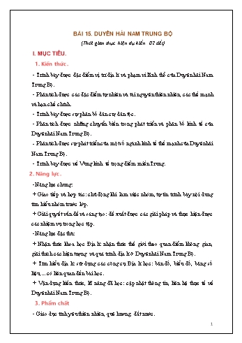 Giáo án Địa lí 9 - Bài 15: Duyên Hải Nam Trung Bộ