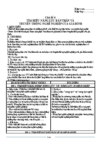 Giáo án hướng nghiệp 9 - Chủ đề 6 đến 9