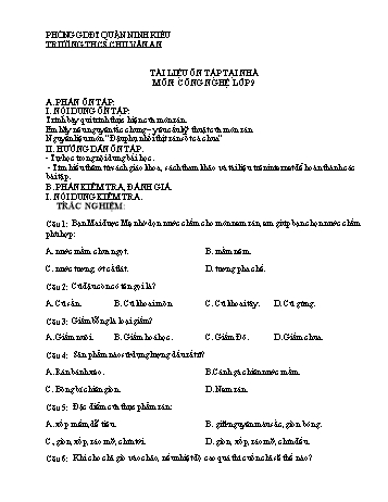 Kế hoạch bài dạy Công nghệ 9 - Tuần 24 - Trường THCS Chu Văn An