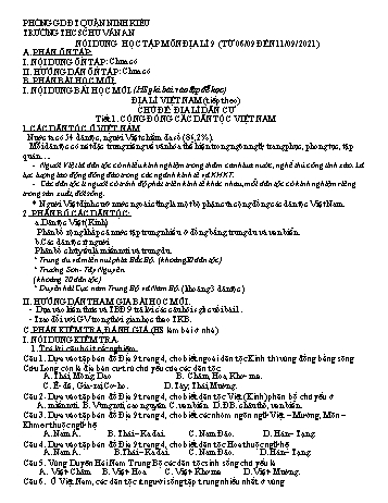 Kế hoạch bài dạy Địa lí 9 - Chủ đề: Địa lí dân cư - Tiết 1: Cộng đồng các dân tộc Việt Nam + Tiết 2: Dân số và gia tăng dân số - Năm học 2021-2022 - Trường THCS Chu Văn An