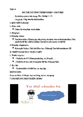 Kế hoạch bài dạy Giáo dục thể chất 8 - Tuần 3, Tiết 5+6: Bài thể dục phát triển chung. Chạy bền