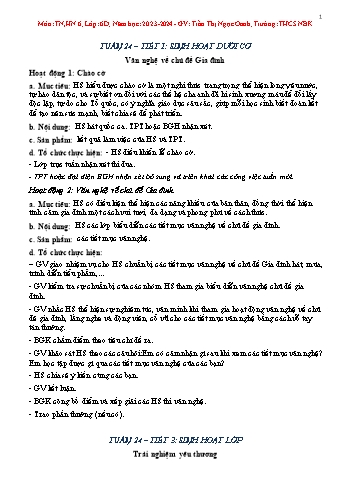 Kế hoạch bài dạy Hoạt động hướng nghiệp 6 - Tuần 24: Sinh hoạt dưới cờ - Năm học 2023-2024 - Trần Thị Ngọc Oanh