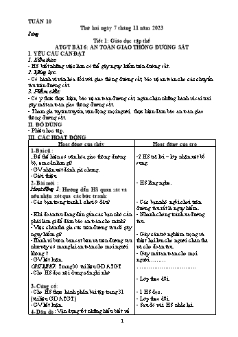 Kế hoạch bài dạy Khối 5 - Tuần 10 - Năm học 2023-2024