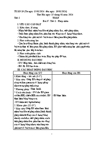 Kế hoạch bài dạy Lớp 2 - Tuần 19 - Năm học 2023-2024