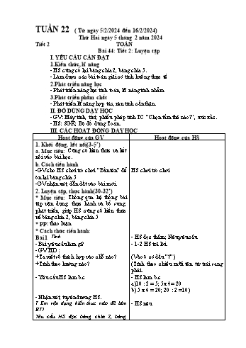 Kế hoạch bài dạy Lớp 2 - Tuần 22 - Năm học 2023-2024