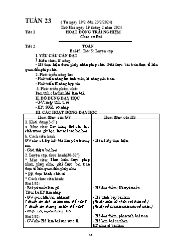 Kế hoạch bài dạy Lớp 2 - Tuần 23 - Năm học 2023-2024