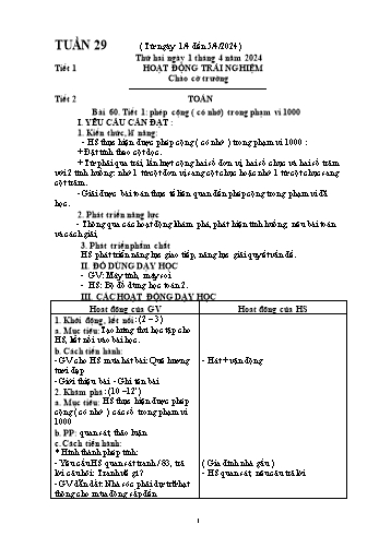 Kế hoạch bài dạy Lớp 2 - Tuần 29 - Năm học 2023-2024