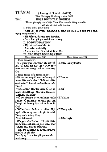 Kế hoạch bài dạy Lớp 2 - Tuần 30 - Năm học 2023-2024