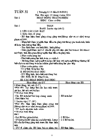Kế hoạch bài dạy Lớp 2 - Tuần 31 - Năm học 2023-2024