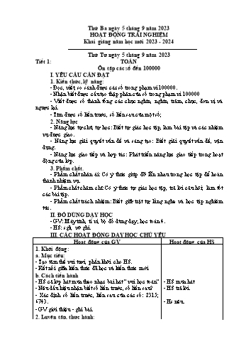 Kế hoạch bài dạy Lớp 4 - Tuần 1 - Năm học 2023-2024