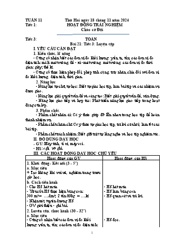 Kế hoạch bài dạy Lớp 4 - Tuần 11 - Năm học 2024-2025
