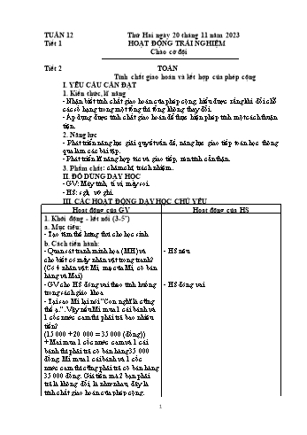 Kế hoạch bài dạy Lớp 4 - Tuần 12 - Năm học 2023-2024