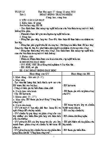 Kế hoạch bài dạy Lớp 4 - Tuần 13 - Năm học 2023-2024