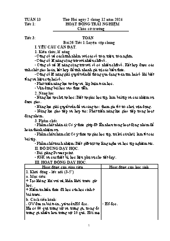 Kế hoạch bài dạy Lớp 4 - Tuần 13 - Năm học 2024-2025