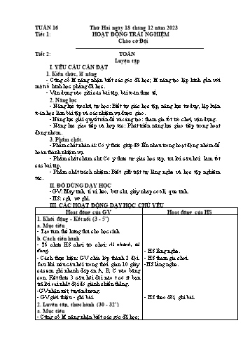 Kế hoạch bài dạy Lớp 4 - Tuần 16 - Năm học 2023-2024