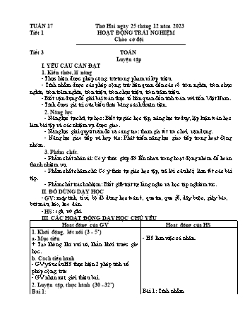 Kế hoạch bài dạy Lớp 4 - Tuần 17 - Năm học 2023-2024