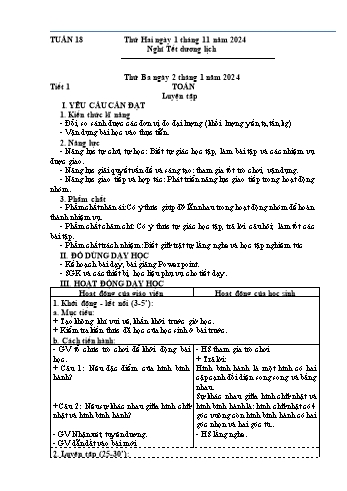 Kế hoạch bài dạy Lớp 4 - Tuần 18 - Năm học 2023-2024