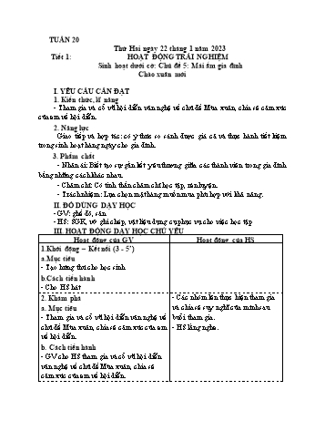Kế hoạch bài dạy Lớp 4 - Tuần 20 - Năm học 2022-2023