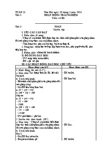 Kế hoạch bài dạy Lớp 4 - Tuần 21 - Năm học 2023-2024