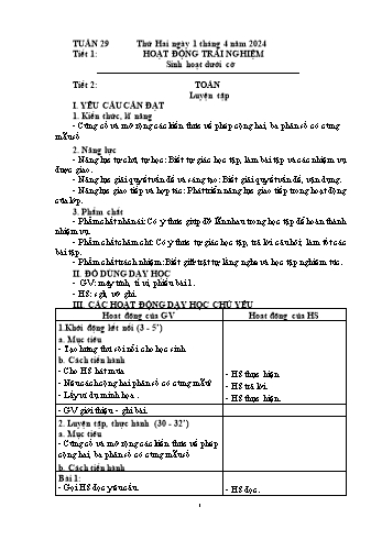 Kế hoạch bài dạy Lớp 4 - Tuần 29 - Năm học 2023-2024