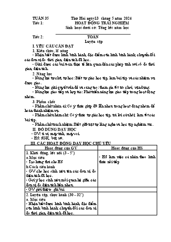 Kế hoạch bài dạy Lớp 4 - Tuần 35 - Năm học 2023-2024