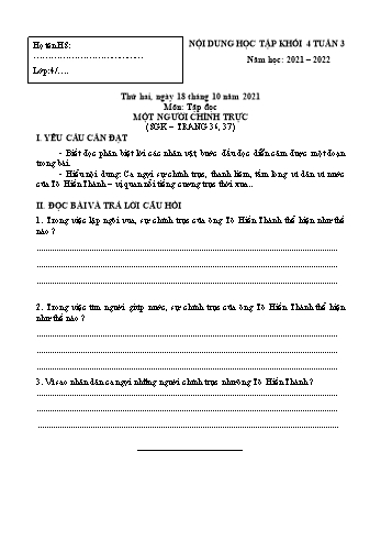 Kế hoạch bài dạy Lớp 4 - Tuần 4 - Năm học 2021-2022