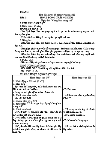 Kế hoạch bài dạy Lớp 4 - Tuần 4 - Năm học 2023-2024