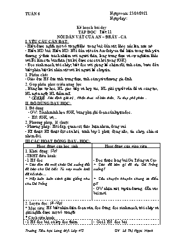 Kế hoạch bài dạy Lớp 4 - Tuần 6 - Năm học 2021-2022 - Lê Thị Ngọc Hạnh