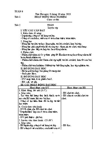 Kế hoạch bài dạy Lớp 4 - Tuần 6 - Năm học 2023-2024