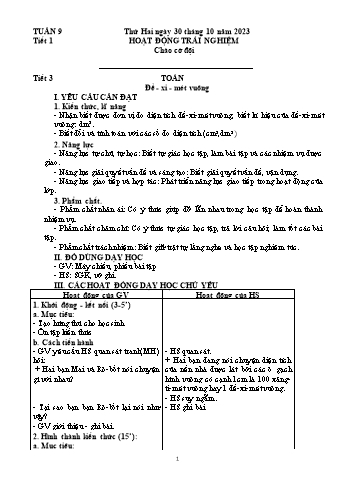 Kế hoạch bài dạy Lớp 4 - Tuần 9 - Năm học 2023-2024
