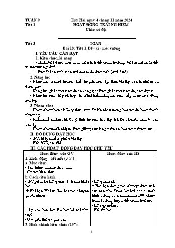 Kế hoạch bài dạy Lớp 4 - Tuần 9 - Năm học 2024-2025