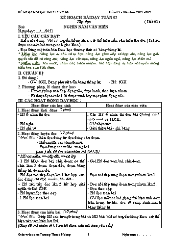 Kế hoạch bài dạy Lớp 5 Soạn theo CV 2345 - Tuần 2 - Năm học 2021-2022 - Trương Thanh Hoàng