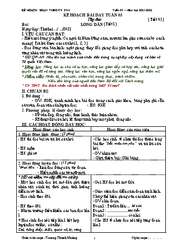 Kế hoạch bài dạy Lớp 5 Soạn theo CV 2345 - Tuần 3 - Năm học 2021-2022 - Trương Thanh Hoàng
