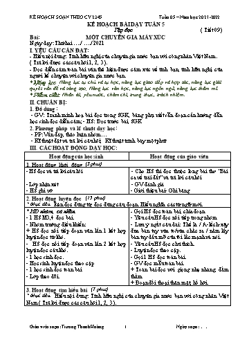 Kế hoạch bài dạy Lớp 5 Soạn theo CV 2345 - Tuần 5 - Năm học 2021-2022 - Trương Thanh Hoàng